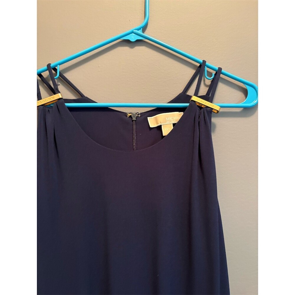 Michael Kors Shorts Romper Womens 2XS Navy Blue Sleeveless Tie Waist Pockets - Picture 2 of 9